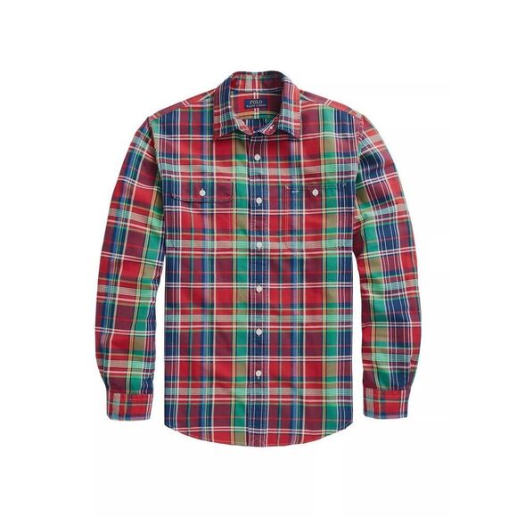 Polo Ralph Lauren NWT Classic-Fit Plaid Oxford Workshirt Red/Green Multi Large